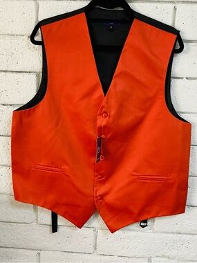 Retro Paris Orange Satin Vest NEW NWT Men’s XL